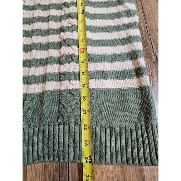 L.L Bean Chunky Striped Cable Knit Fishermen 100% Cotton Sweater Women's XL - Picture 5 of 9